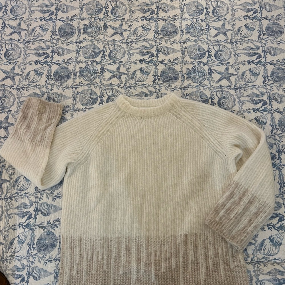Elegant Cream and Tan Women's Sweater- Haven Well Within (Talbots) size S- NWOT